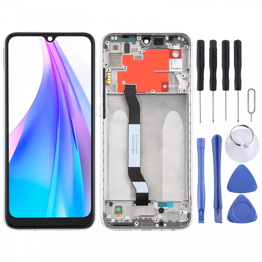 Écran LCD et numériseur Assemblage complet avec cadre pour Xiaomi Redmi Note 8T (Argent)